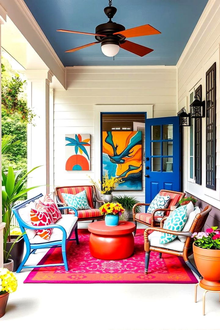 Bold Color Splash Porch - 22 Side Porch Ideas