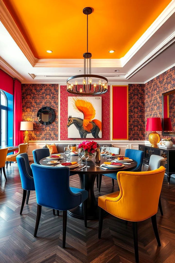 Bold Color Statement Dining - 22 Dining Room Design Ideas