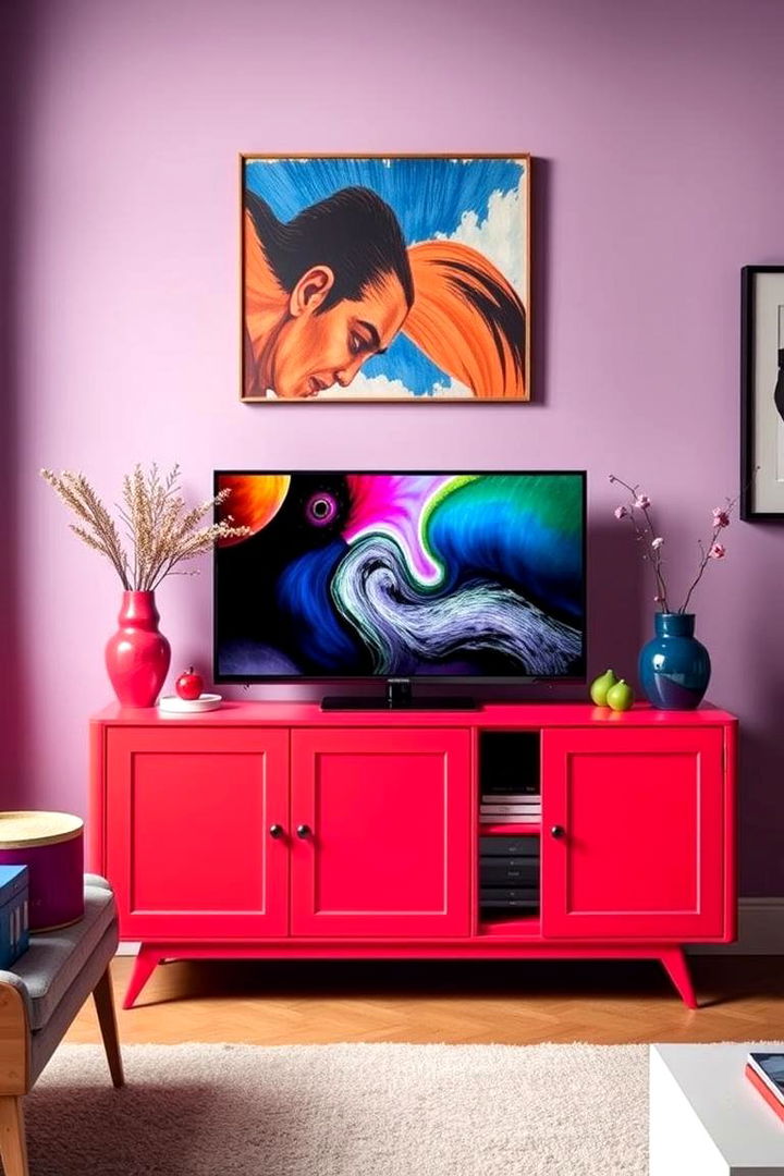 Bold Color Statements - 22 Tv Console Decor Ideas