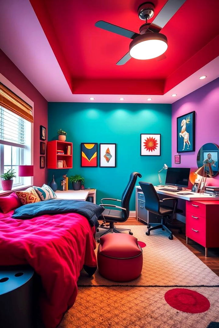 Bold Color Statements - 22 Bedroom Office Ideas