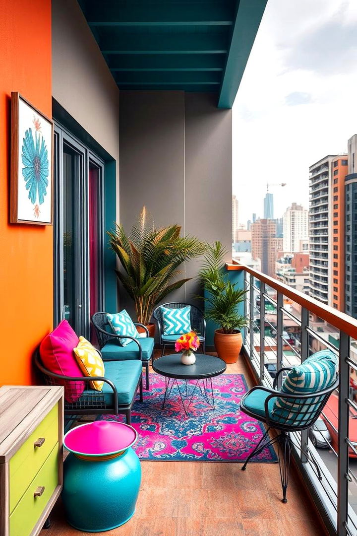 Bold Colored Statement - 22 Penthouse Balcony Ideas