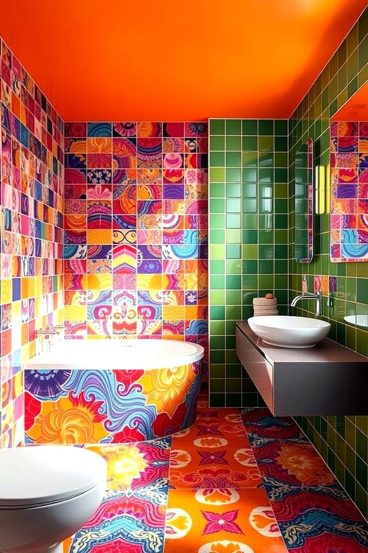 Bold Colored Tile Statements - 22 Bathroom Flooring Ideas