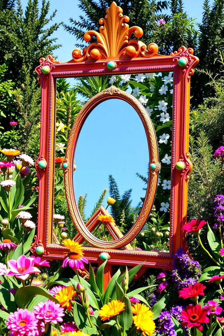 Bold Colorful Frames - 22 Garden Mirror Ideas