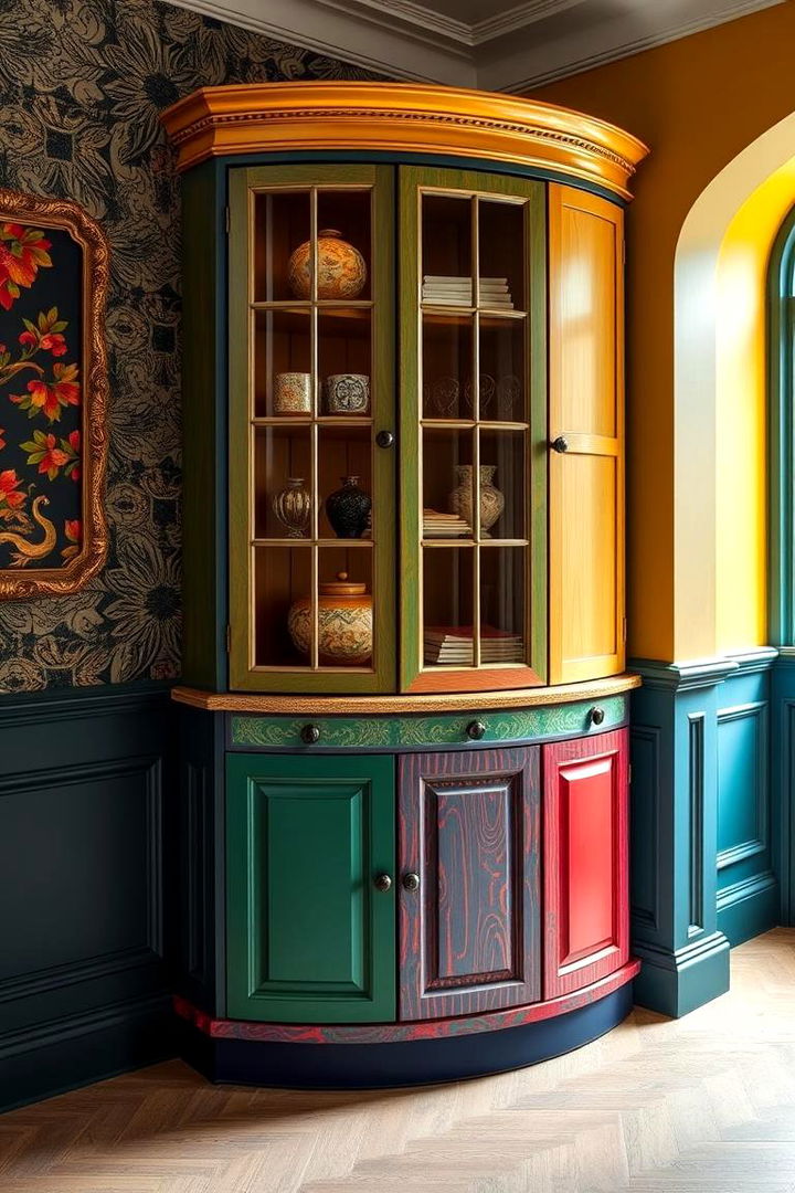 Bold Colors and Patterns - 22 Corner Cabinet Ideas