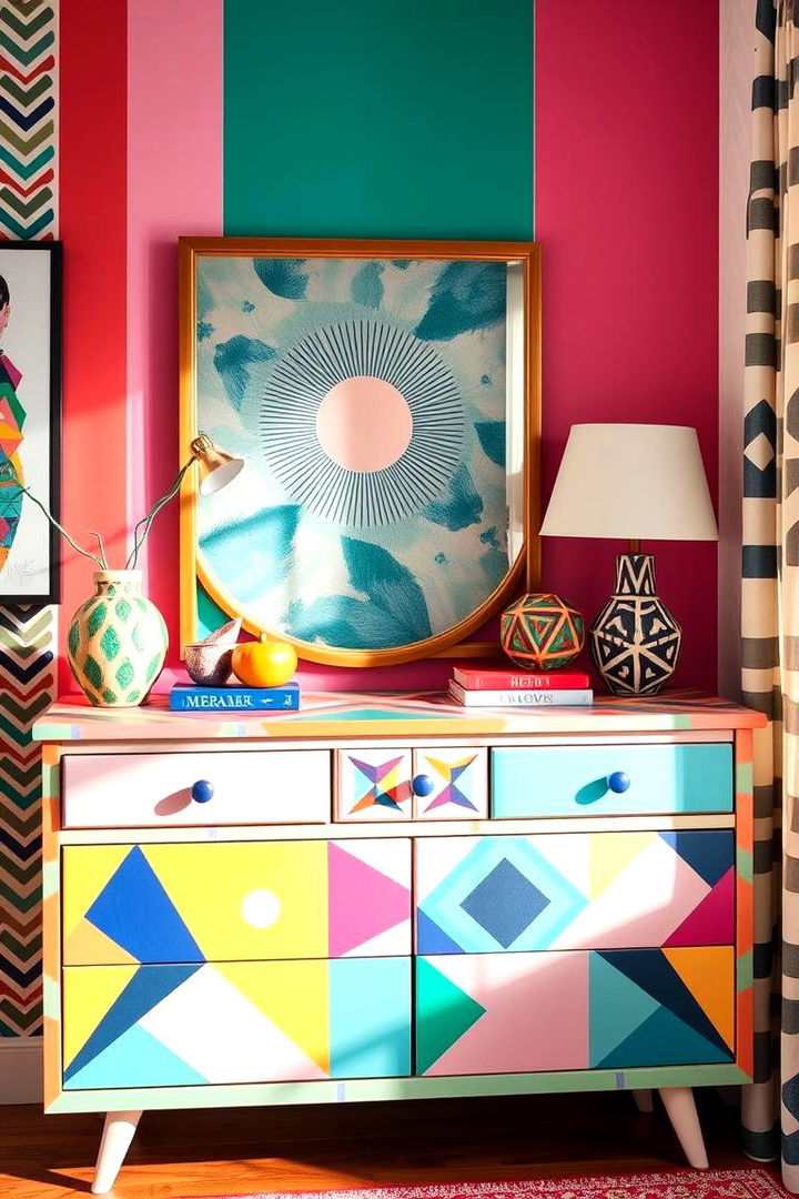 Bold Colors and Patterns for Personal Flair - 22 Dresser Decor Ideas