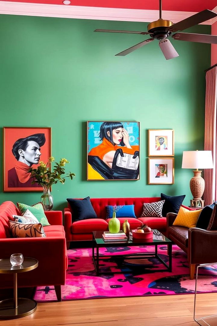 Bold Colors and Statement Art - 22 Aesthetic Living Room Ideas