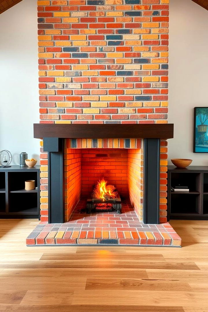 Bold Colors on Brick - 22 Rustic Brick Fireplace Ideas
