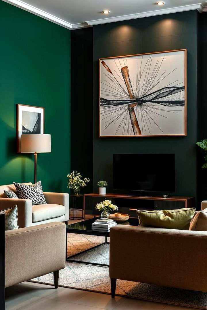 Bold Contemporary Statement - 22 Dark Green Accent Wall Ideas