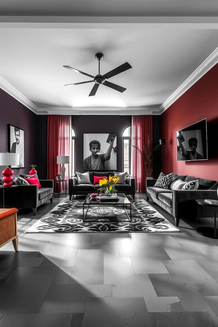 Bold Contrast Combinations - 22 grey flooring living room ideas