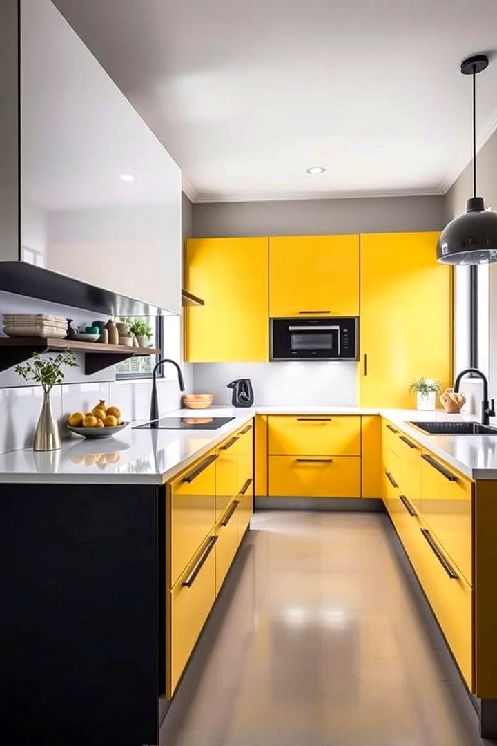 Bold Contrast Details - 22 Pale Yellow Kitchen Ideas
