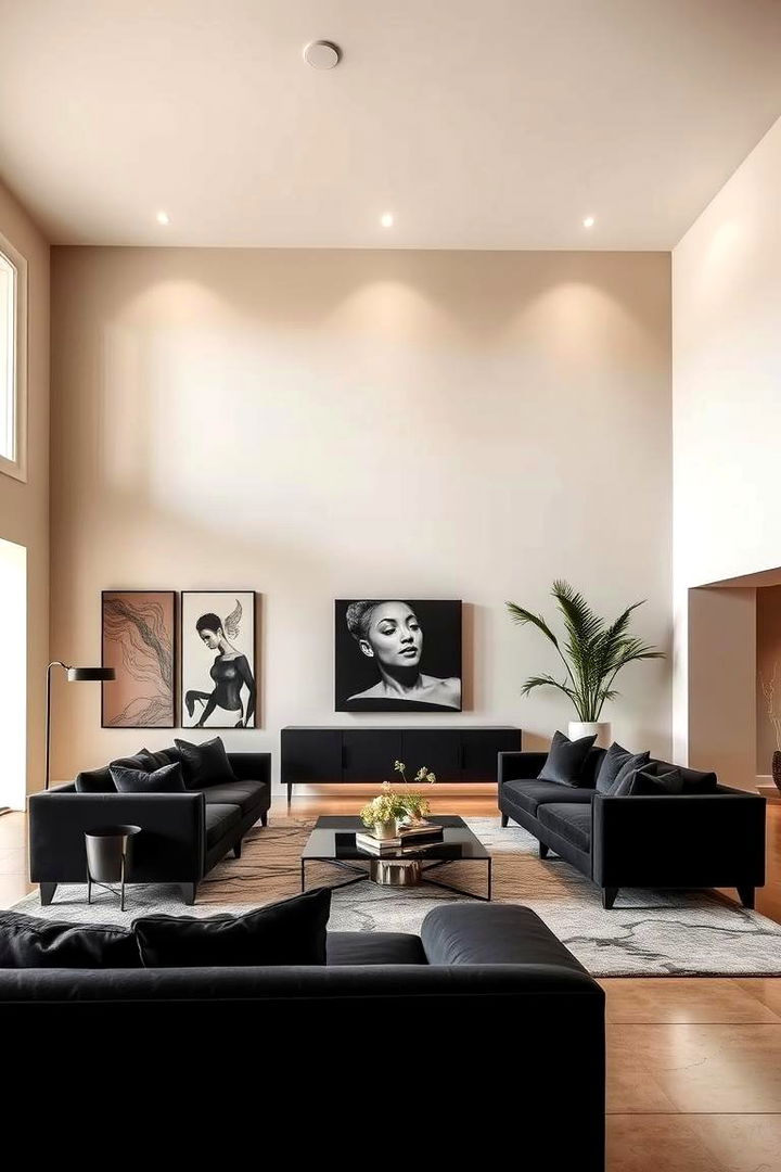 Bold Contrast Highlights - 22 Cream and Black Living Room Ideas