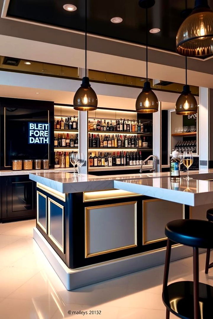 Bold Contrast Statement Bar - 22 Kitchen Bar Ideas