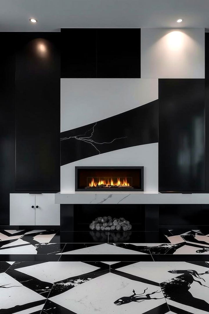 Bold Contrast for Dramatic Spaces - 22 Black and White Fireplace Ideas