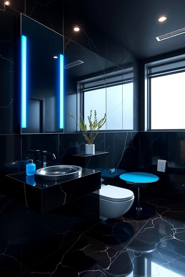 Bold Contrast for a Contemporary Look - 22 black and blue bathroom ideas