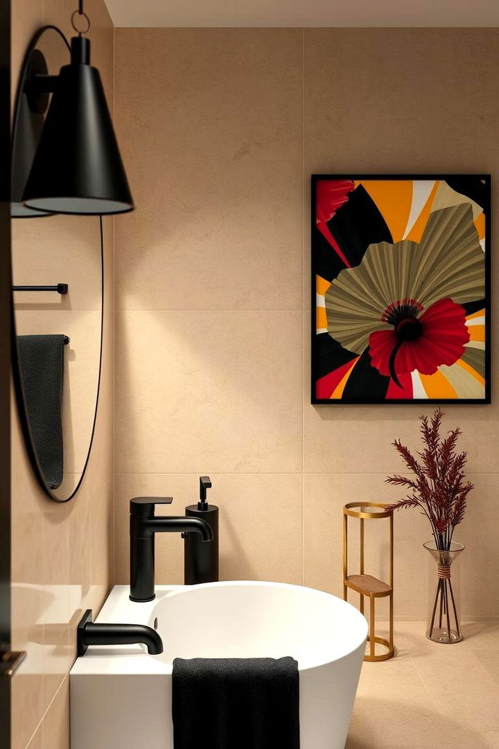 Bold Contrast with Accessories - 22 Beige Bathroom Ideas