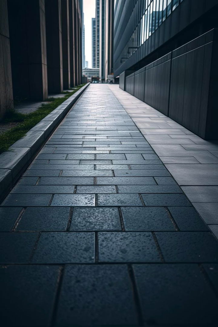 Bold Contrast with Dark Pavers - 22 Concrete Paver Walkway Ideas