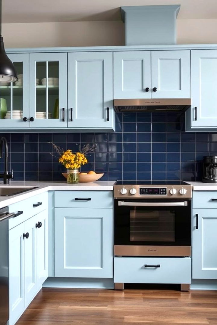 Bold Contrasting Accents - 22 Light Blue Kitchen Cabinets Ideas