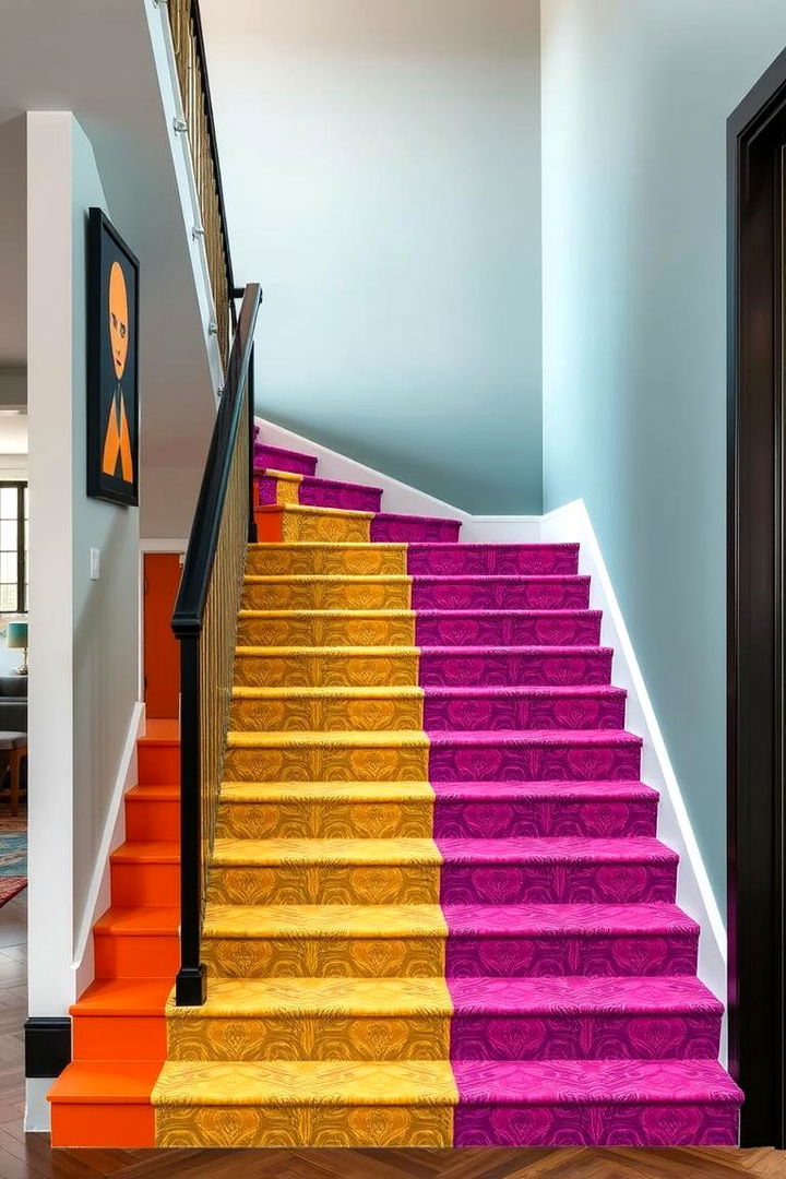 Bold Contrasting Colors for Dramatic Impact - 22 Stair Riser Ideas