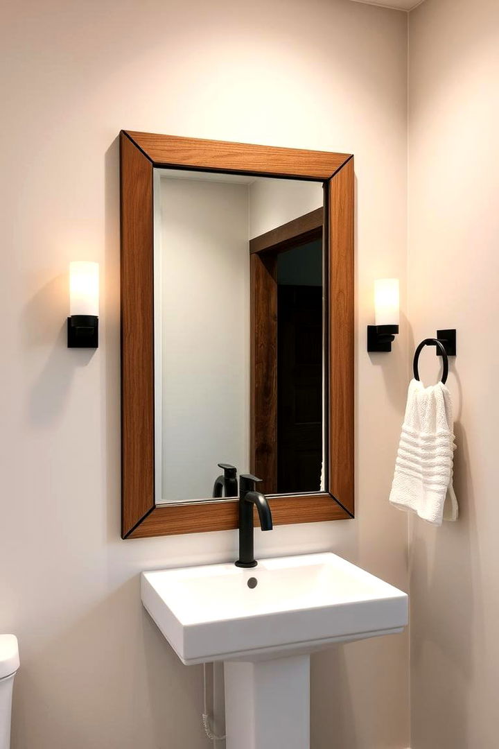 Bold Contrasting Edges - 22 Farmhouse Bathroom Mirrors Ideas