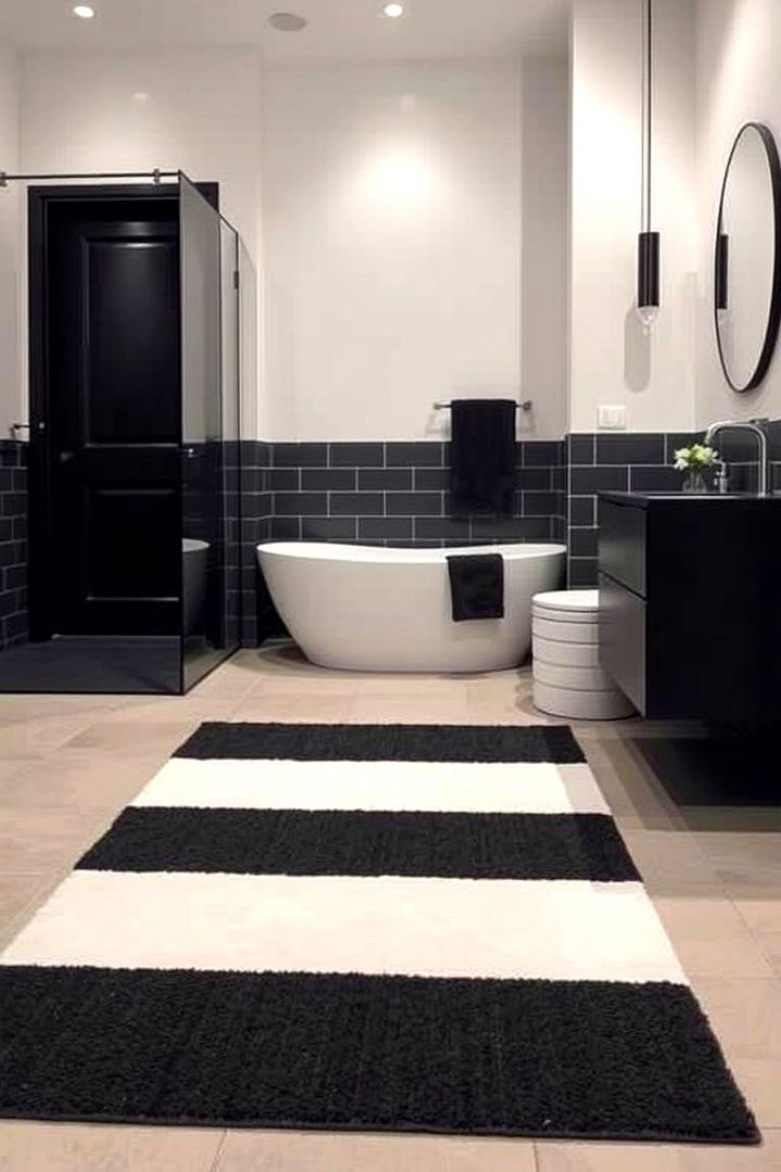 Bold Contrasting Pattern Impact - 22 Bathroom Rug Ideas