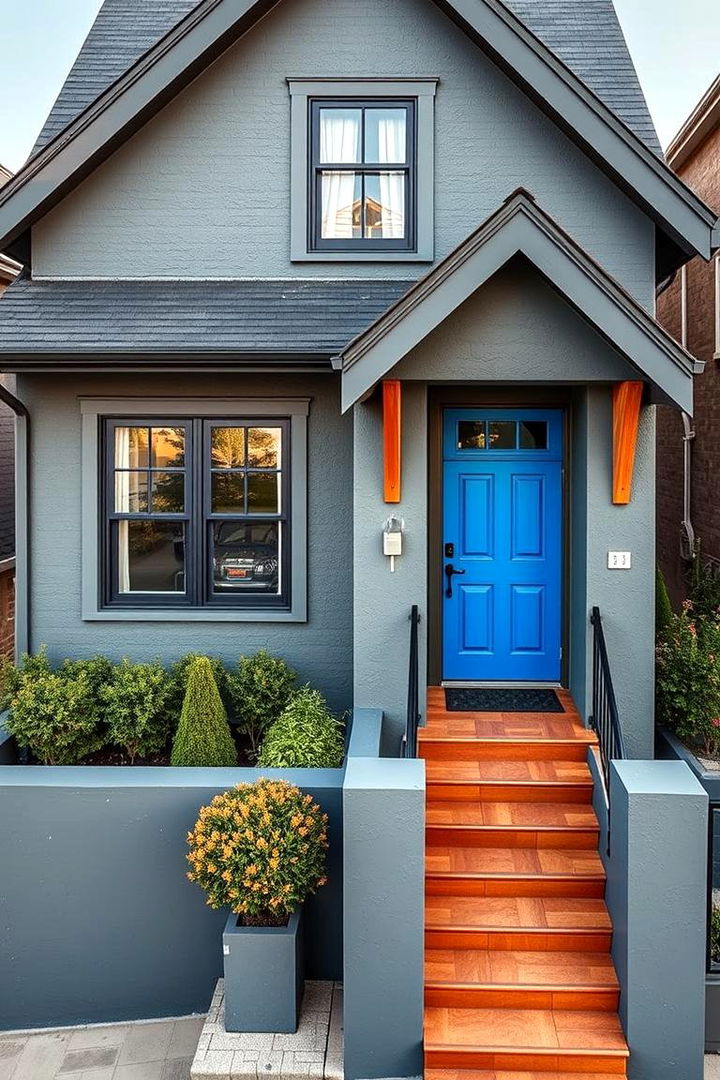 Bold Contrasts - 22 Grey House With Blue Door Ideas