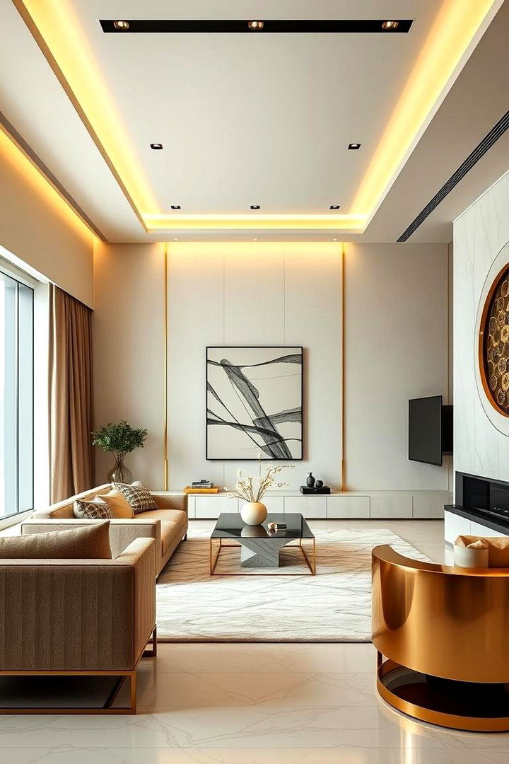 Bold Contrasts Integrating Contrasting Textures with Finesse - 22 Cream and Gold Living Room Ideas