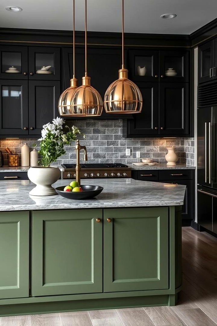 Bold Contrasts in Sage Green Kitchens - 22 Sage Green Kitchen Island Ideas
