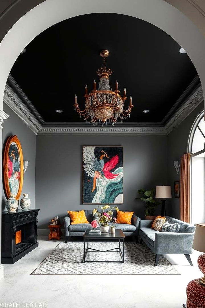Bold Decorative Canvas - 22 Black Ceiling With Grey Walls