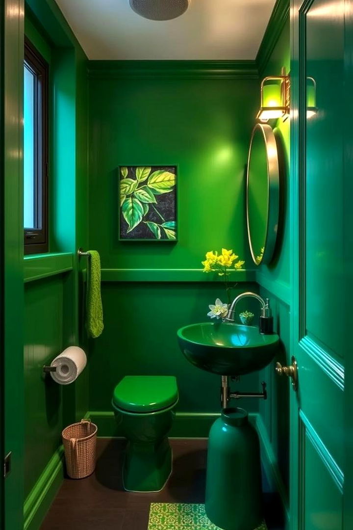Bold Emerald Statement - 22 Green Powder Room Ideas
