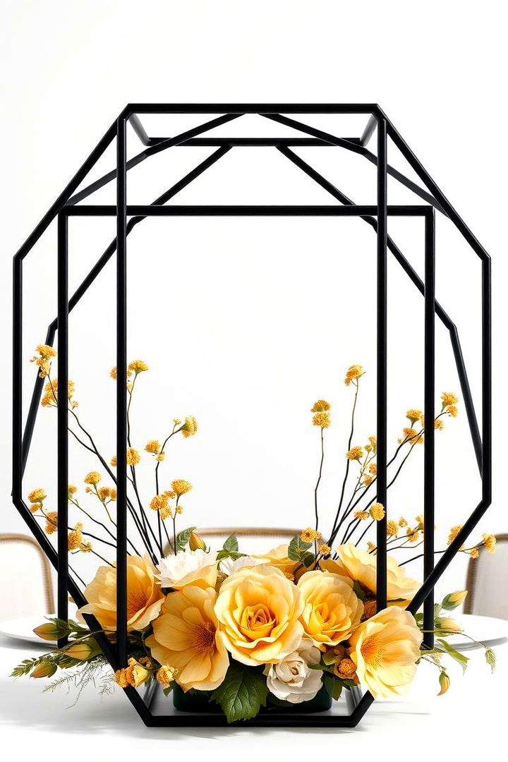 Bold Floral Geometry - 22 Black and Gold Centerpiece Ideas