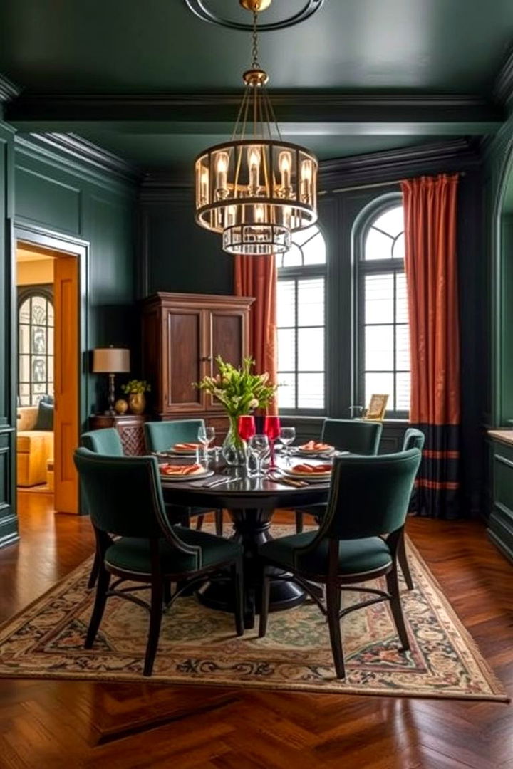 Bold Forest Contrast - 22 Green Dining Room Ideas