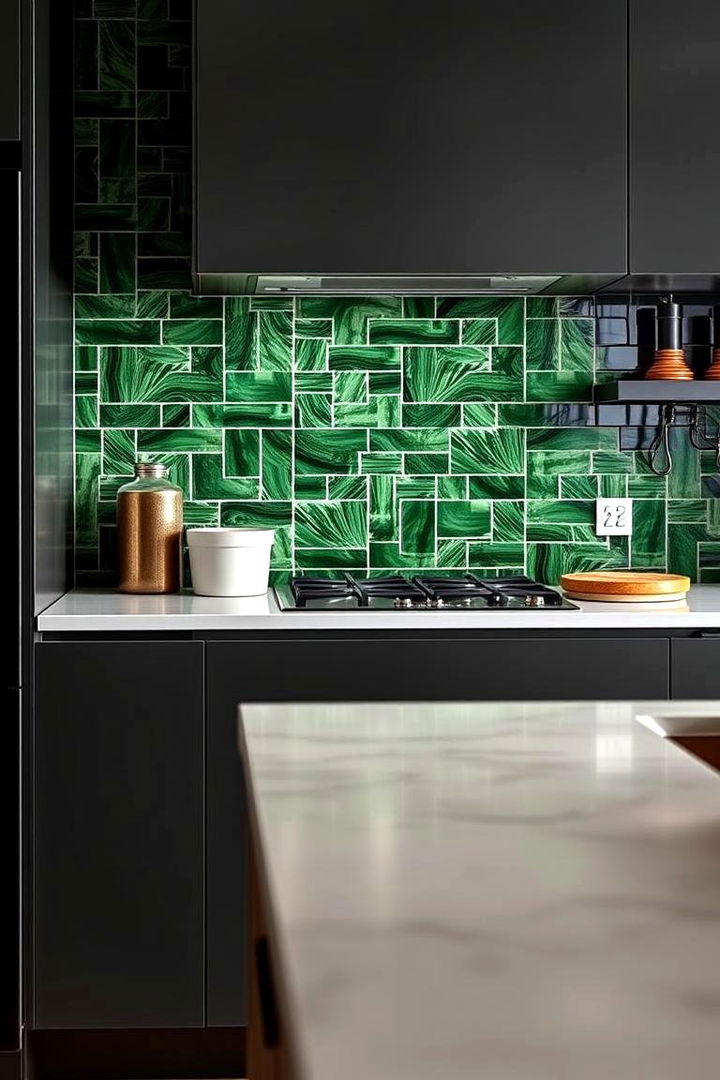 Bold Forest Green Pattern - 22 Kitchen With Green Backsplash Ideas