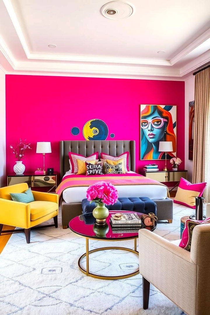 Bold Fuchsia Artful Touch - 22 Pink Bedroom Ideas