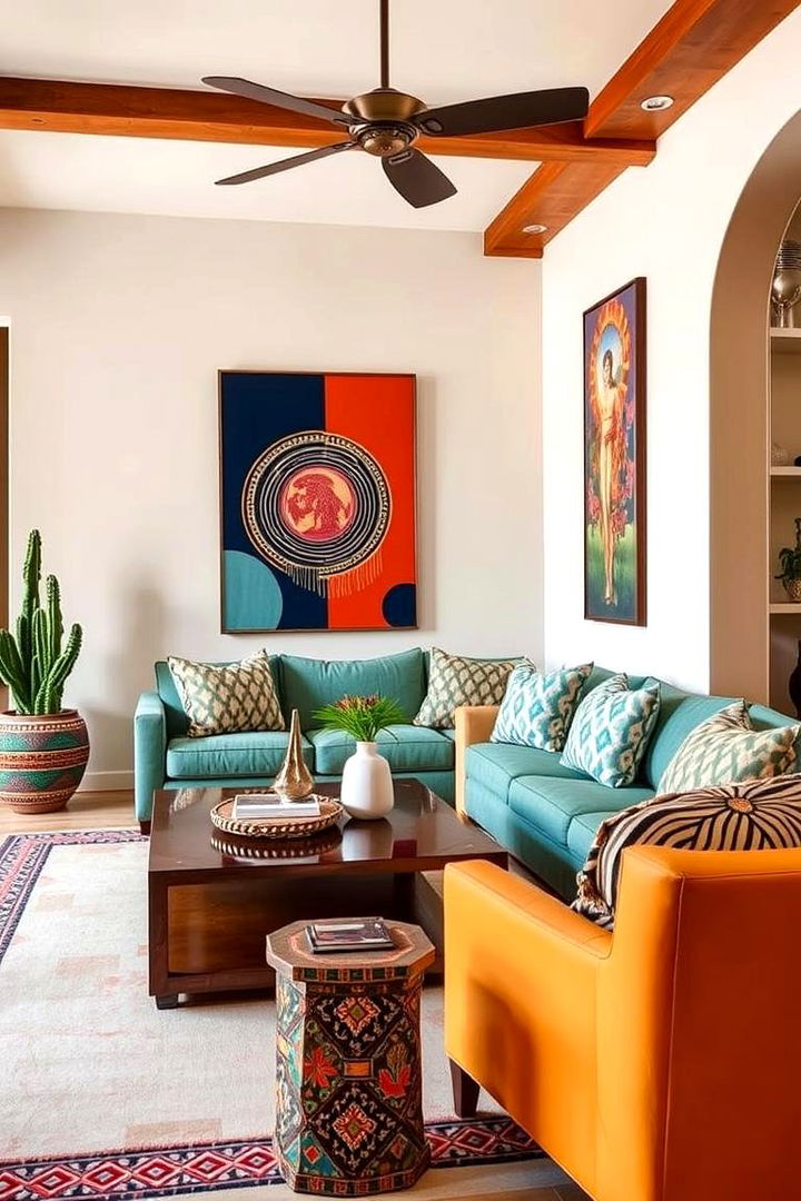 Bold Geometric Accents - 22 Southwestern Living Room Ideas