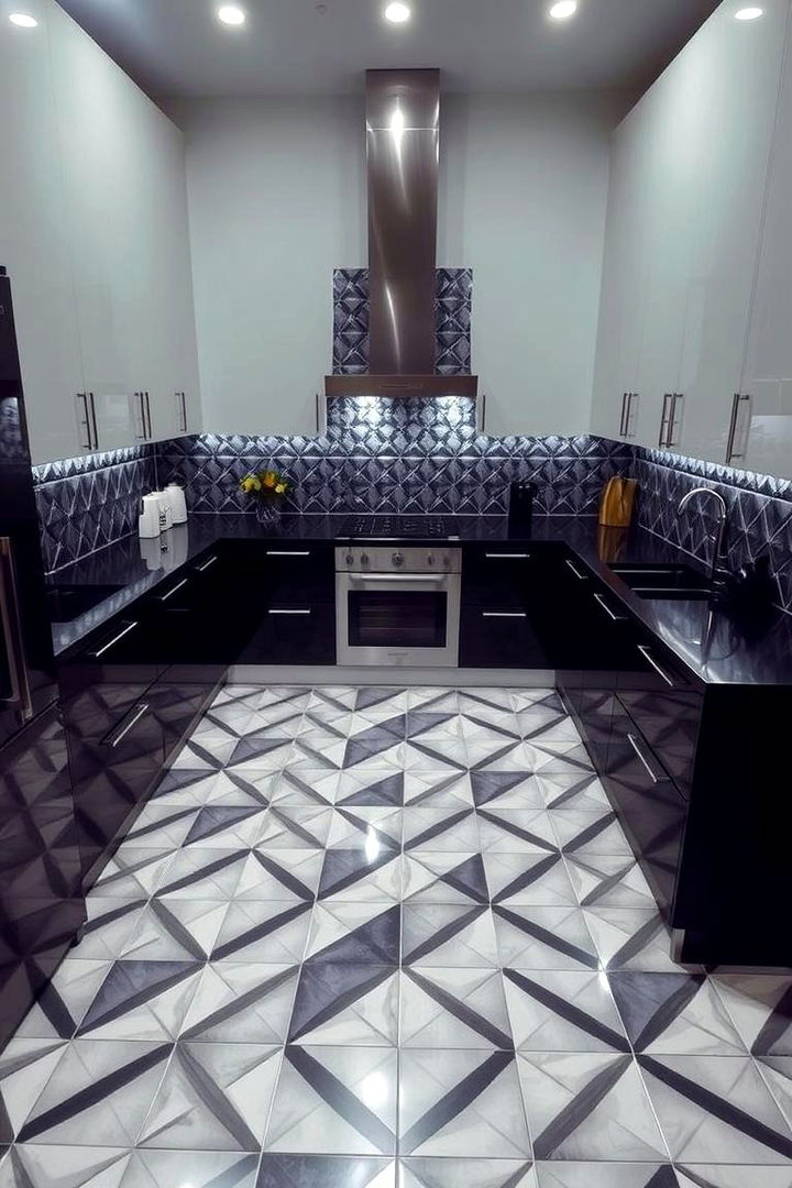Bold Geometric Accents Kitchen - 22 Dark Kitchen Ideas