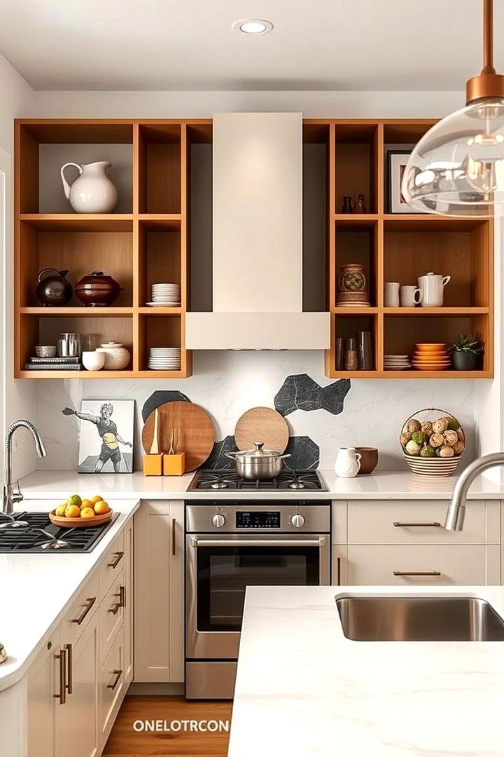 Bold Geometric Arrangements - 22 Open Shelving Kitchen Ideas