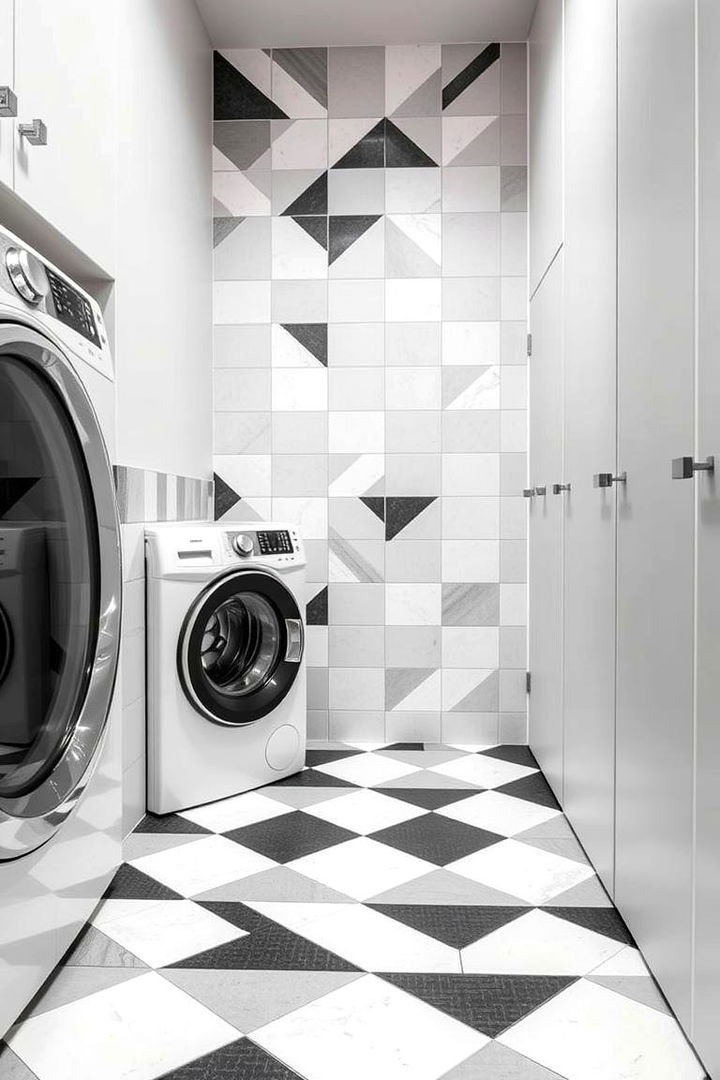 Bold Geometric Designs - 22 Laundry Room Backsplash Ideas