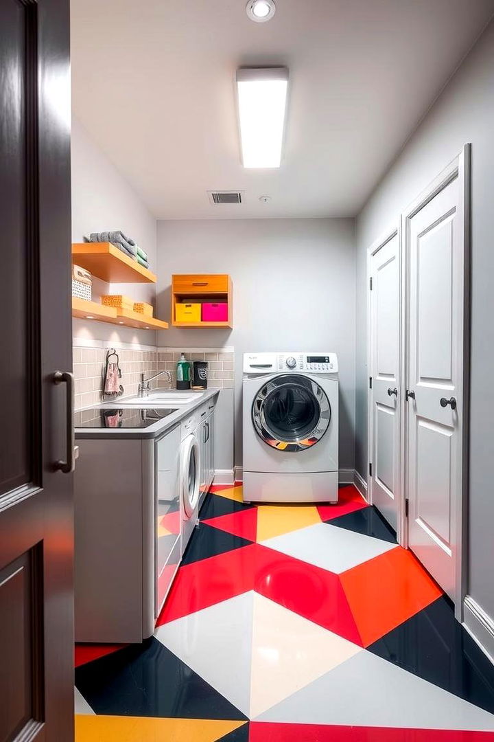Bold Geometric Designs - 22 Laundry Room Floor Ideas