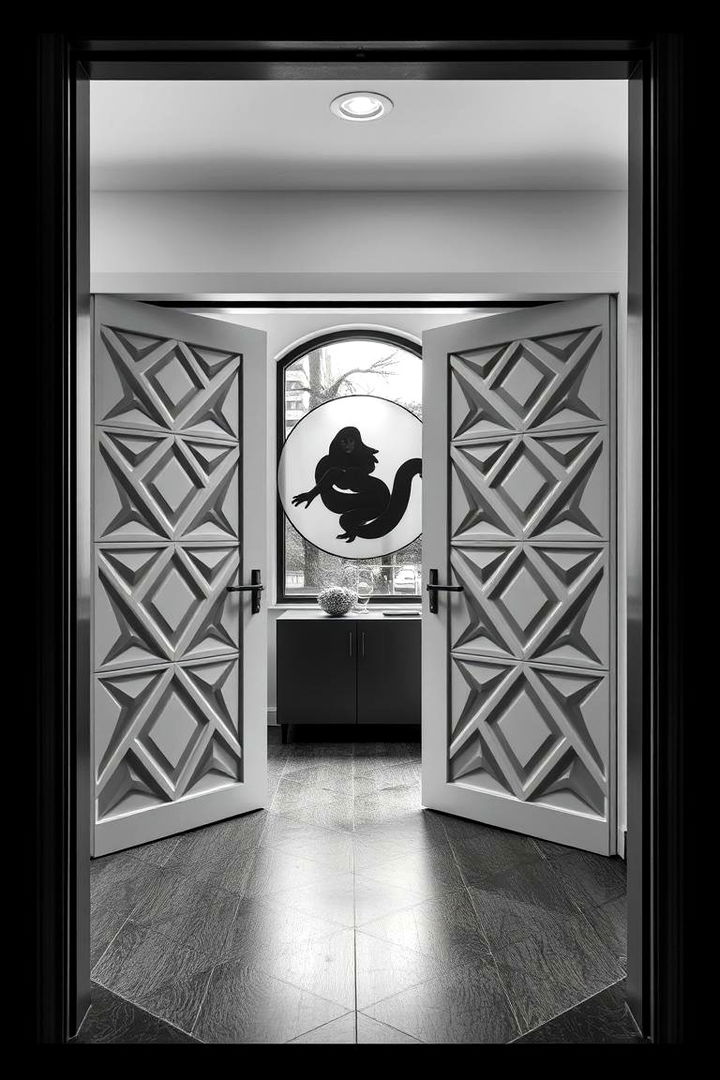 Bold Geometric Designs - 22 Bathroom Pocket Door Ideas