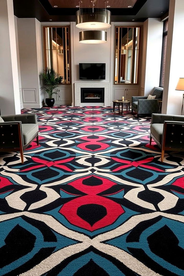 Bold Geometric Pattern Carpets - 22 Living Room Carpet Ideas
