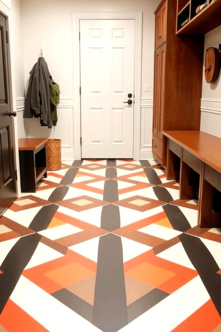 Bold Geometric Pattern Statement - 22 Mudroom Floor Ideas