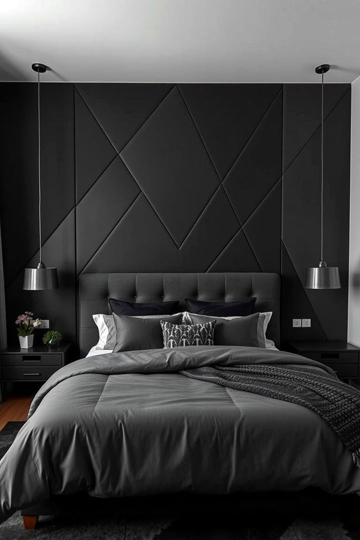 Bold Geometric Patterns - 22 Dark Grey Bedroom Ideas