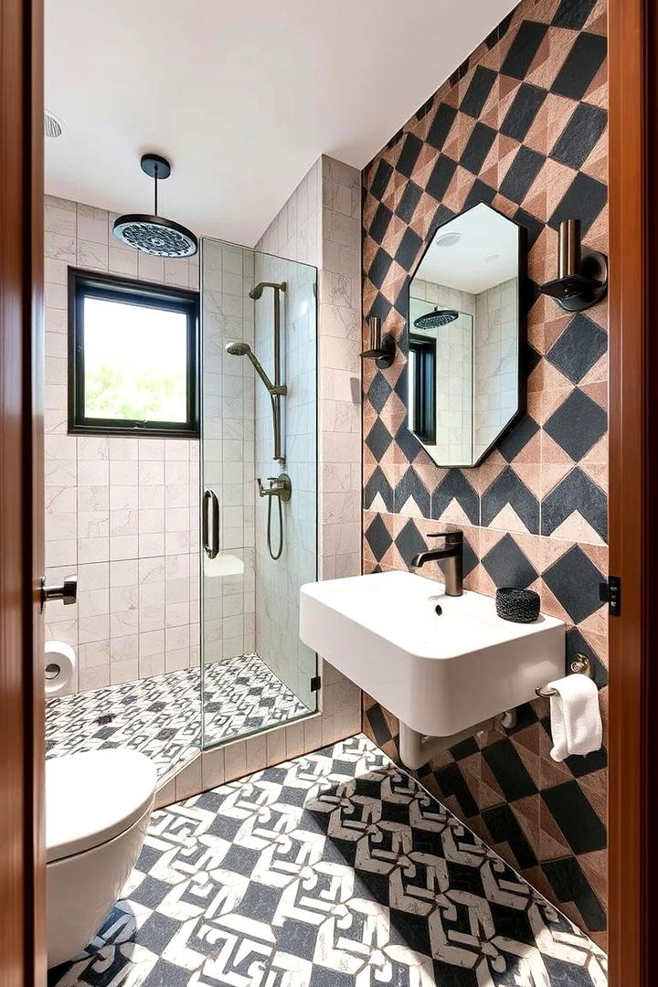 Bold Geometric Patterns - 22 Guest Bathroom Ideas