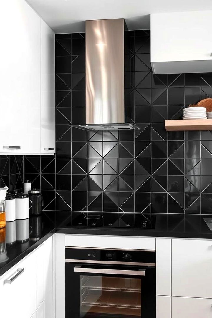 Bold Geometric Patterns - 22 Kitchen With Black Backsplash