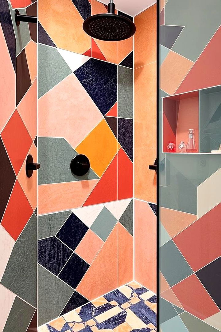 Bold Geometric Patterns - 22 Walk-in Shower Tile Ideas