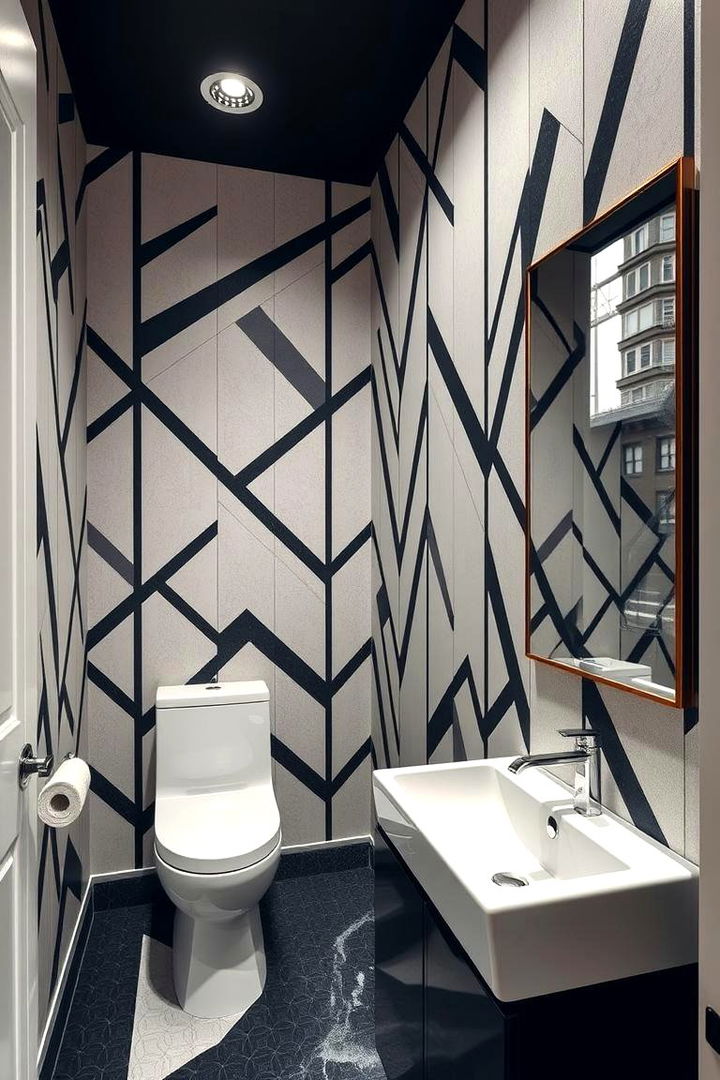 Bold Geometric Patterns - 22 Bathroom Wallpaper Ideas