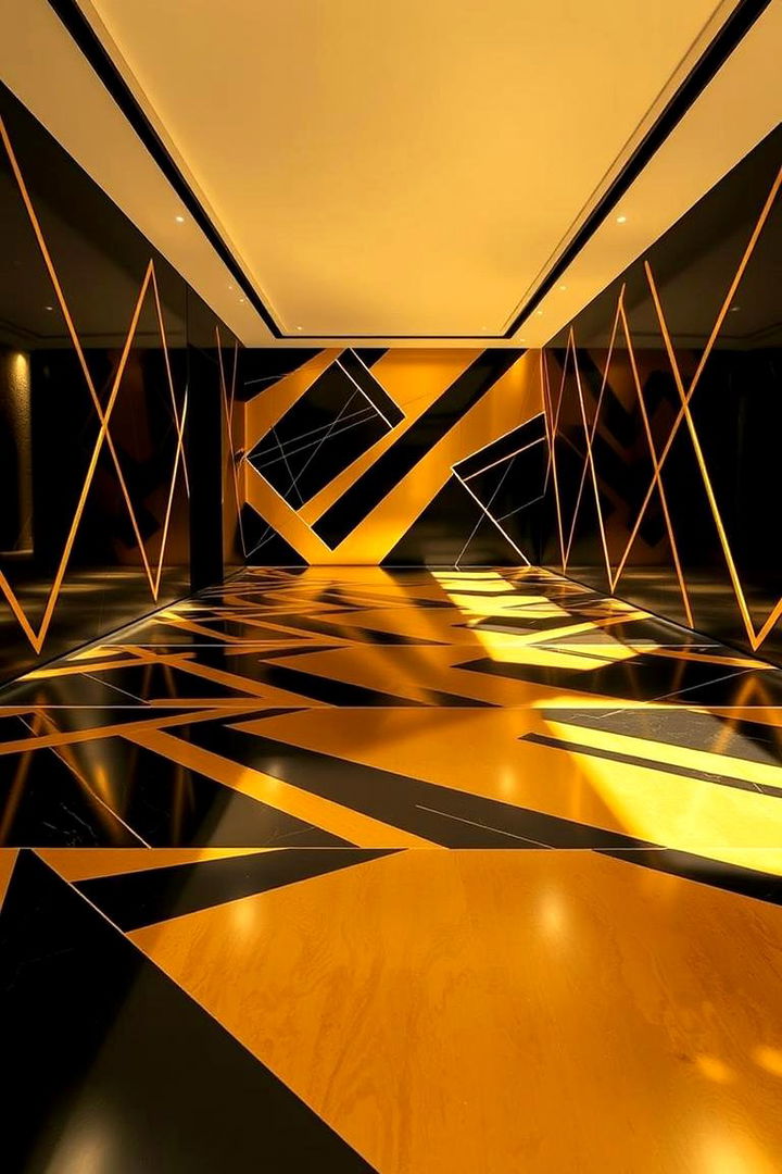 Bold Geometric Patterns - 22 black and gold powder room ideas