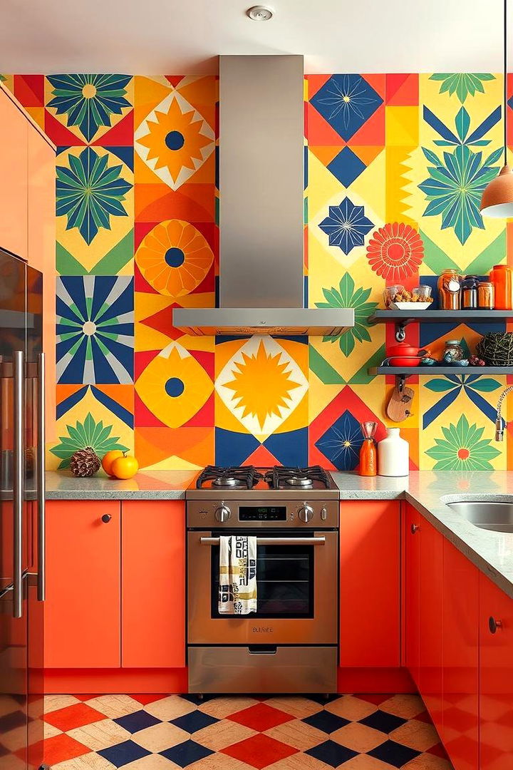 Bold Geometric Patterns Accent - 22 1980s Kitchen Ideas
