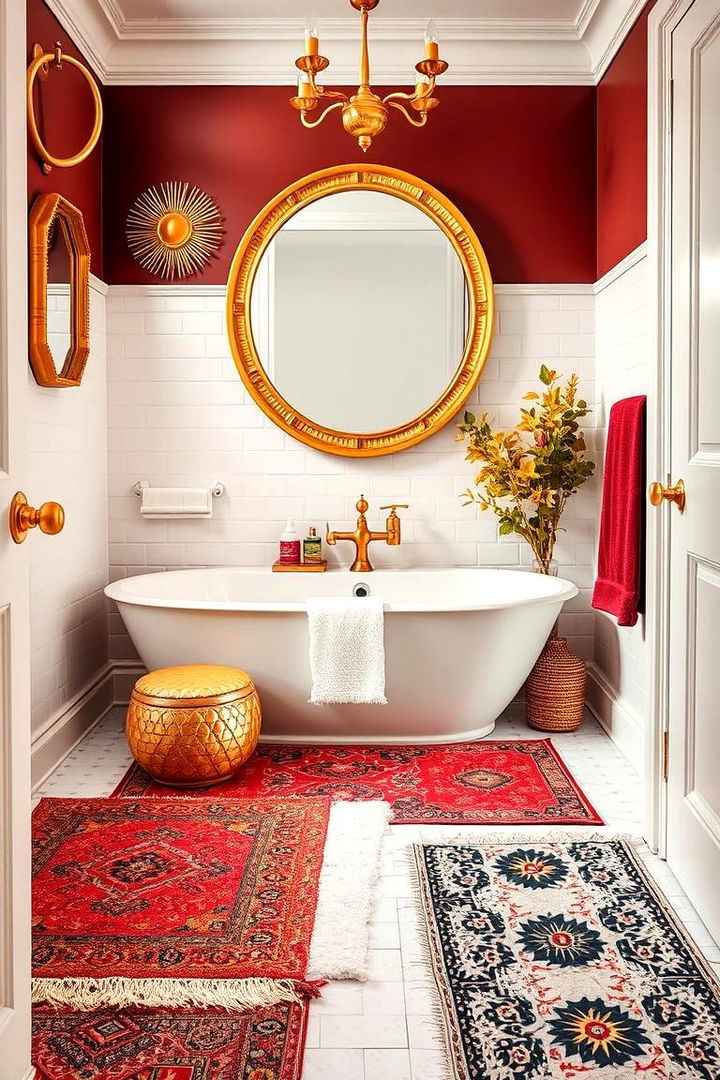 Bold Gold Accessories and Rugs - 22 Gold Bathroom Ideas