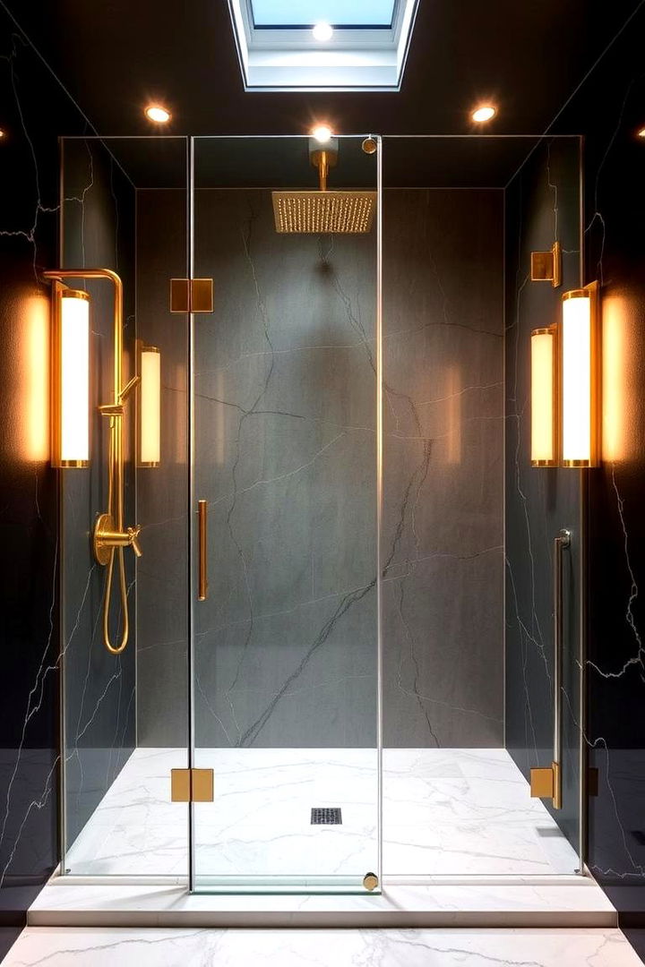 Bold Gold Infused Showers - 22 Gold Bathroom Ideas